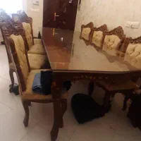 مبلمان ۱۰ نفره ی استیل با ناهارخوری/منبت‌کاری شده