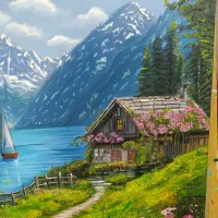 تابلو نقاشی رنگ روغن طبیعت|تابلو، نقاشی، عکس|قائم‌شهر, |دیوار