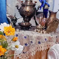 قلیان برنجی عتیقه نو با تنگ عتیقه نو