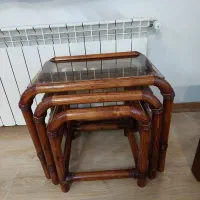 سه عدد میز عسلی چوبی رویه شیشه