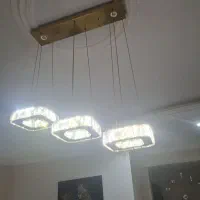 لوستر کریستالی مربع ۳ حلقه ریموت دار با ۴ طیف نوری