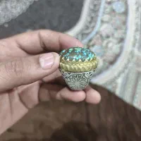 انگشتر نقره با سنگ فیروزه اصل و معدنی ضمانتی