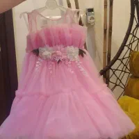 پیراهن ژیفون دار مجلسی دخترانه 6 تا 8 سال