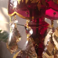 ست شمعدان چراغ‌دار قرمز طلایی، نو، لوکس و خاص|صنایع دستی و سایر لوازم تزئینی|تبریز, |دیوار