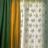 پرده حریر سبز با والان