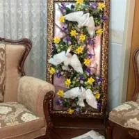تابلو دست‌ساز قو و گل