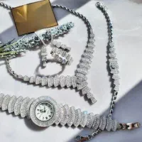 سرویس عروس نقره 925عیار مشابه طلا سفید
