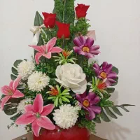 گل با گلدان سفالی