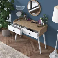 میز آرایش پایه مخروطی آینه گرد مدل MAYSA ماکان چوب