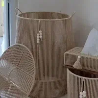 سبد لاندری سطل و جا دستمال مکرومه رافیا