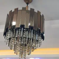 لوستر کریستالی شامپاینی در حد نو ۵۵ سانت ۱۰ شاخه