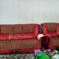 مبل هفت نفره به میز شیشه ای