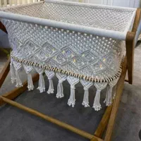 گهواره مکرومه نوزاددومنظوره رنگ چوب و نخ قابل تغیر
