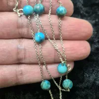 گردنبند نقره با سنگ فیروزه اصل|جواهرات|کرمانشاه, |دیوار