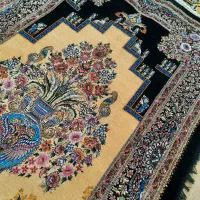 زرچارک زمینه کرم حاشیه مشکی دستباف قم|فرش|قم, علی آباد سعدگان|دیوار