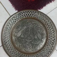 سینی مسی قدیمی قلم کاری شده فروش فوری|کلکسیون اشیاء عتیقه|ری, علایین|دیوار