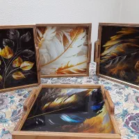 سینی چوبی کف شیشه ای طرح دار