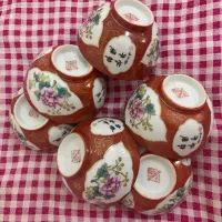 ۶عدد کاسه چینی قدیمی طرح گل