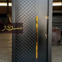 درب ضدسرقت روکش فلز مشکی نرده شیشه ای استیل کدH001