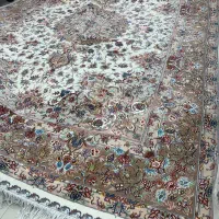 جفت فرش ۹ متری دستباف طرح تبریز خطیبی ابریشم