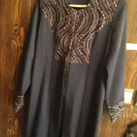 مانتو کرپ آبی نفتی تیره مایل به سرمه ای