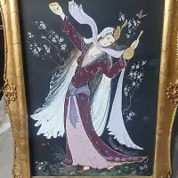 تابلو مینیاتور زن ایرانی نقاشی با ابرنگ