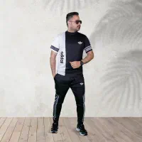 ست تیشرت شلوار آستین کوتاه مشکی سفید آدیداس