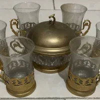 فنجان و قندان ۴۰ ساله برنج انتیک