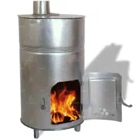 بخاری هیزمی گلخانه و مرغداری با بشکه