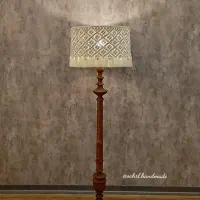 آباژور چوبی با شید مکرومه بافی