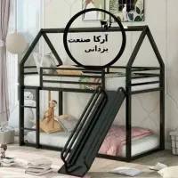 تخت خواب دوطبقه فلزی یک نفره کلبه تشک (آرکا صنعت)|تخت و سرویس خواب|مشهد, شهید آوینی|دیوار