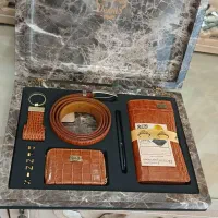 ست کیف و کمربند دنیس چرم طبیعی