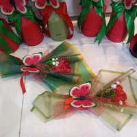 تک شاخه رز روبانی طرح یلدایی تک و عمده|گل مصنوعی|شیراز, محراب|دیوار