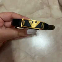 دستبند ابکاری طلا بند چرم اصل