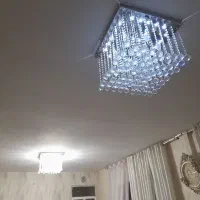 یک جفت لوستر ریموت دار کریستال با بدنه استیل|لوستر و چراغ آویز|کرج, محمد آباد|دیوار