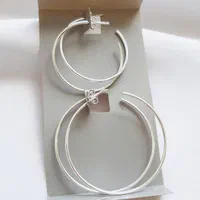 گوشواره نقره دوتایی نیم حلقه ای