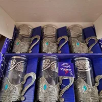 یک دست استکان پایه فلزی سلوین