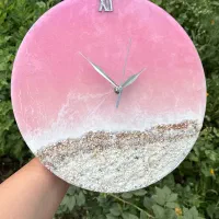 ساعت رزینی طرح دریای صورتی
