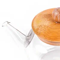 قوری زعفران تمام پیرکس و در بامبو|قوری، کتری، قهوه‌ساز دستی|بندر انزلی, کارآموزی|دیوار