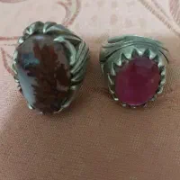 انگشتر نقره شجر پاییزی و یاقوت سرخ پیازی