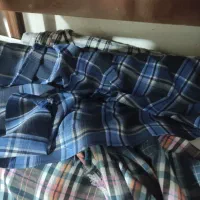 مقداری پارچه برای شلوارک چهارخونه سفید آبی