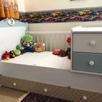 تخت دومنظوره کودک و‌نوجوان به همراه ست روتختی|تخت و صندلی بچه|زاهدان, |دیوار