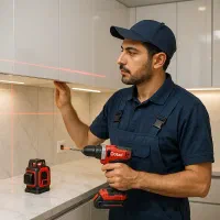 نصب کابینت حرفه‌ای با تراز میلی‌متری