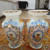 گلدان ناصری سایز ۳۵  نقاشی با طلای ۲۴ عیارقدیمی