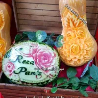 میوه آرایی و حکاکی هندونه و کدو و ظرف آجیل یلدا