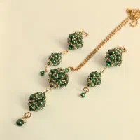 نیم‌ست جواهر یلدایی دست‌ساز سبز زمردین و شیک