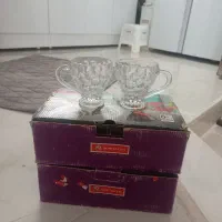 فنجون شیشه ای دسته دار نو