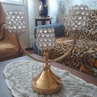 شمعدانی ۳ شاخه پایه طلایی