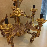 لوستر ۵ شاخه .از جنس رزین. جفت .|لوستر و چراغ آویز|اصفهان, باغ زرشک|دیوار