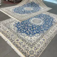 فرش دستباف (بساک)جفت ۶ متری ۹لا ابی کرک ابریشم|فرش|مشکیندشت, |دیوار